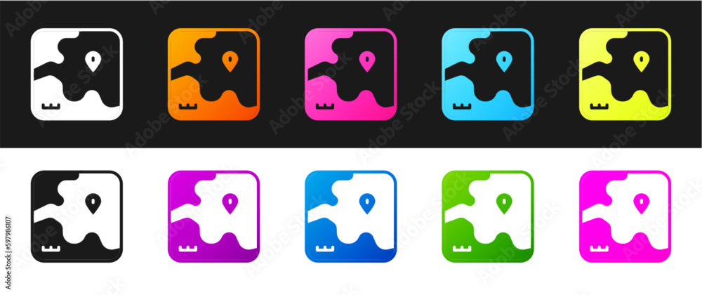 Set Africa safari map icon isolated on black and white background. Vector Set Africa safari map icon isolated on black and white background. Vector