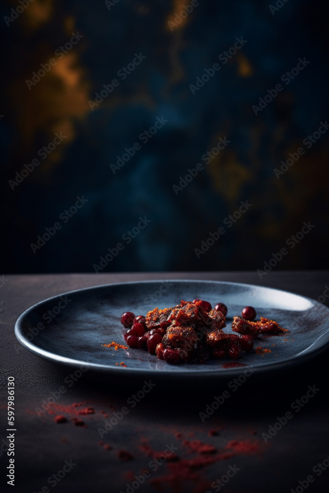 food beauty photography minimalisma plate of Random Main, generative ai