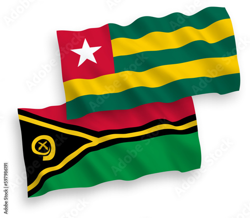 Flags of Togolese Republic and Republic of Vanuatu on a white background