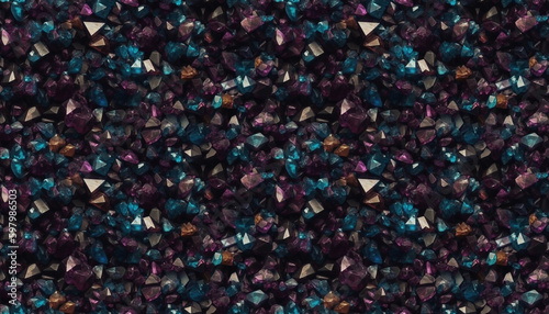 Seamless ore texture background with crystals  shale and stone in dark colors. Generative AI