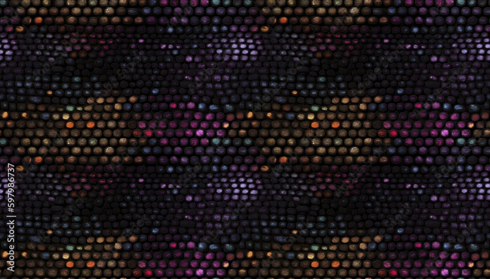 Seamless background of colored mosaic of round pebbles. Generative A