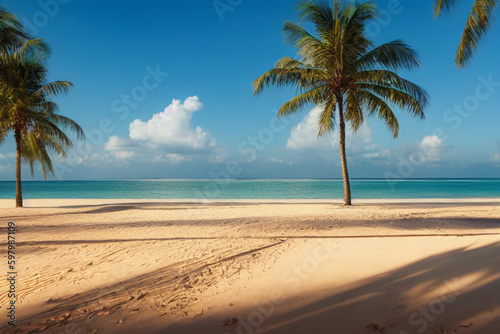 Beautiful tropical beach with turquoise water and coconut palm trees © Gallery BD