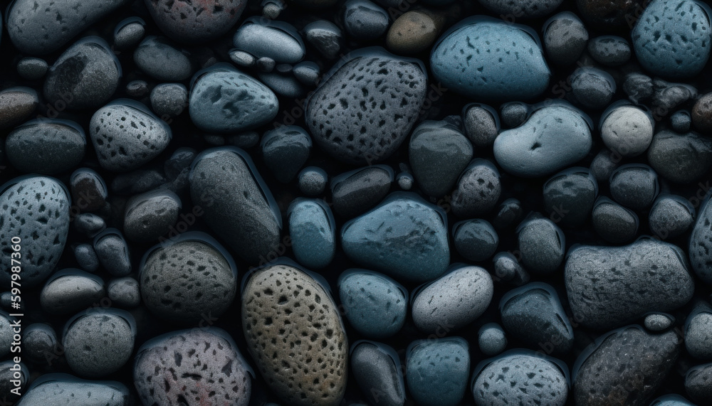 texture of pebbles and soil, stone in dark colors. Generative AI texture of pebbles and soil, stone in dark colors. Generative AI