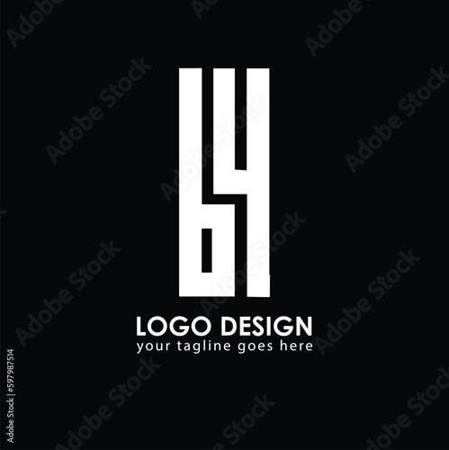 BY B4 Logo Design, Creative Minimal Letter B4 BY Monogram