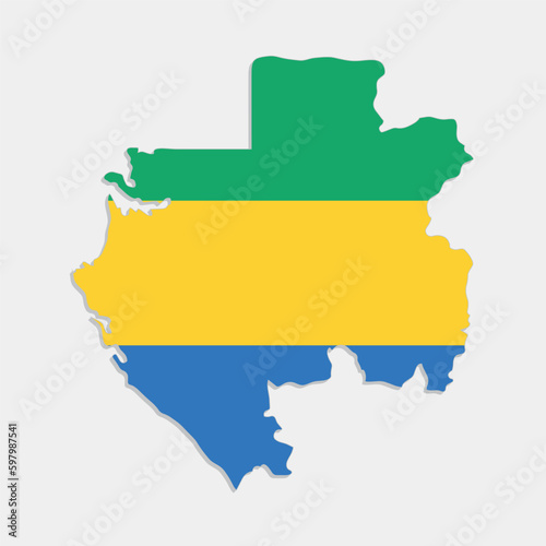 gabon map with flag on gray background photo