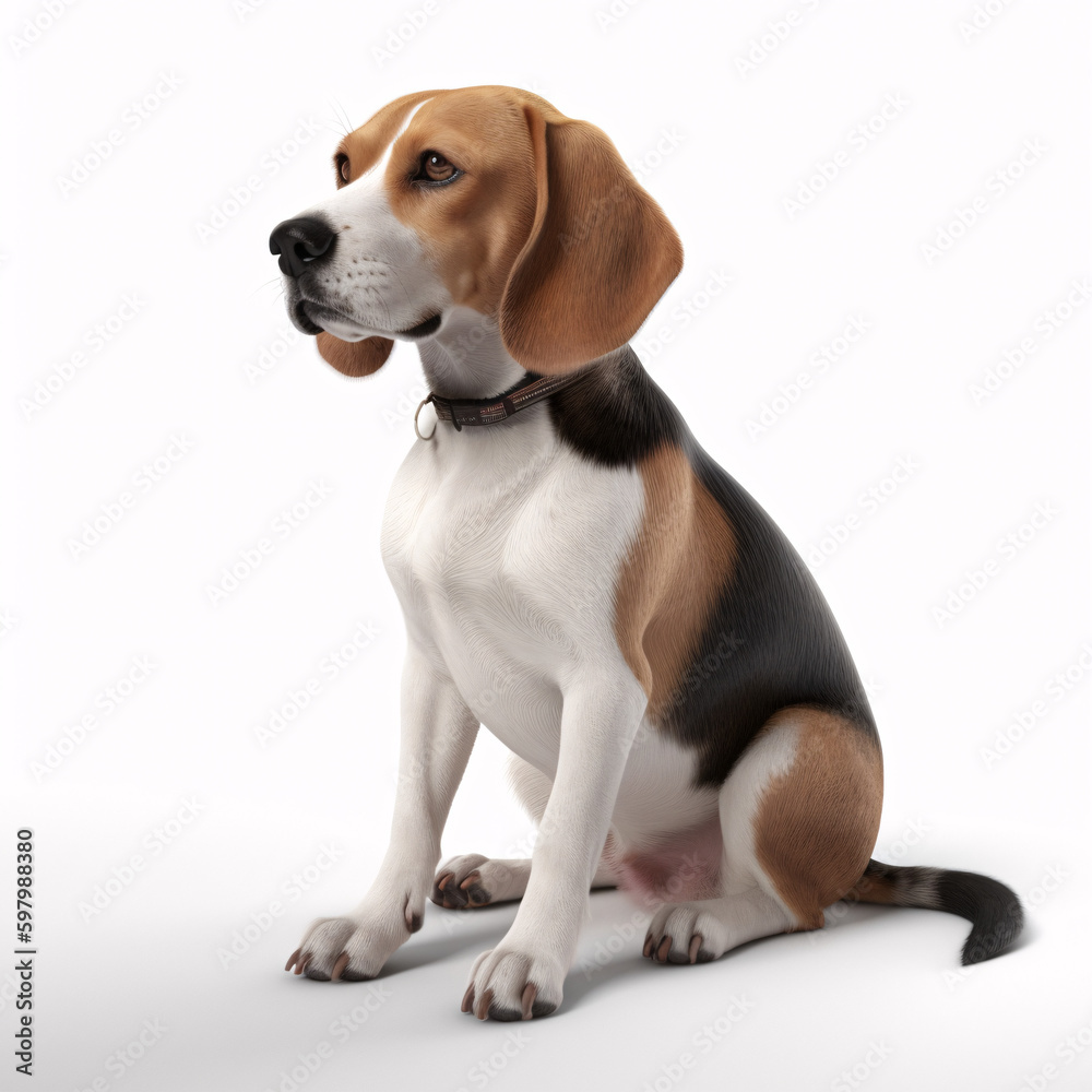 Beagle breed dog isolated on white background