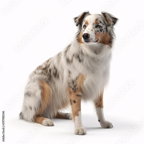 Australian Shepherd breed dog isolated on white background