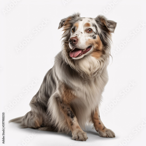 Australian Shepherd breed dog isolated on white background