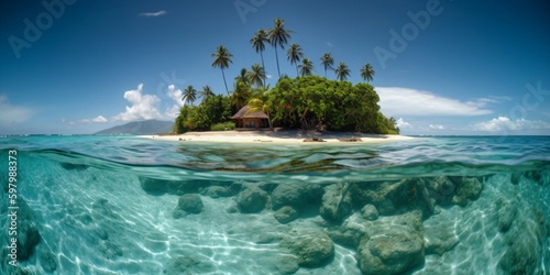 small tropical island, generative ai
