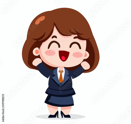 Cute little business woman vector art