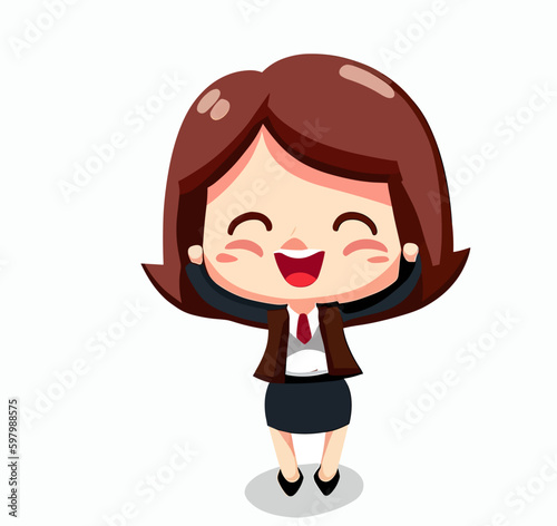 Cute little business woman vector art