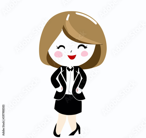 Cute little business woman vector art