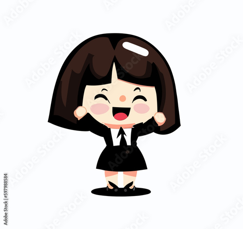 Cute little business woman vector art