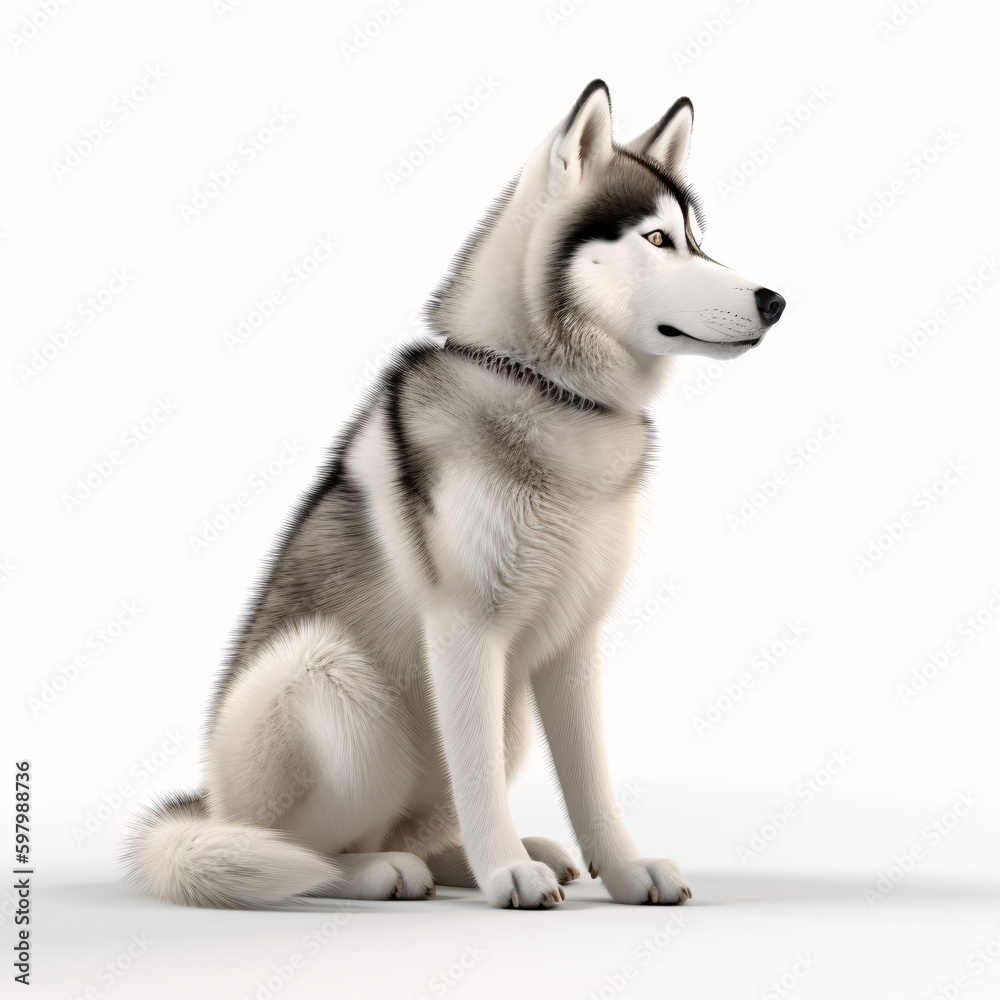 Siberian Husky breed dog isolated on white background