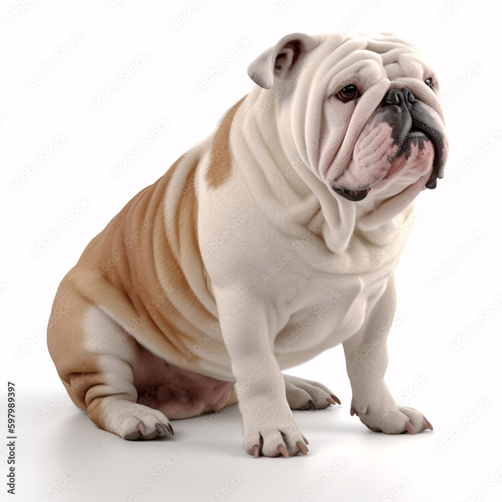 Bulldog breed dog isolated on white background