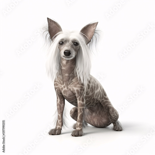 Chinese Crested breed dog isolated on white background