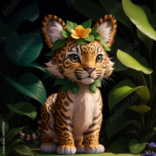 Forest Friend, Cute and Cuddly Creature in their Natural Habitat, leopard, cheetah, puma, panther, jaguar © Alena