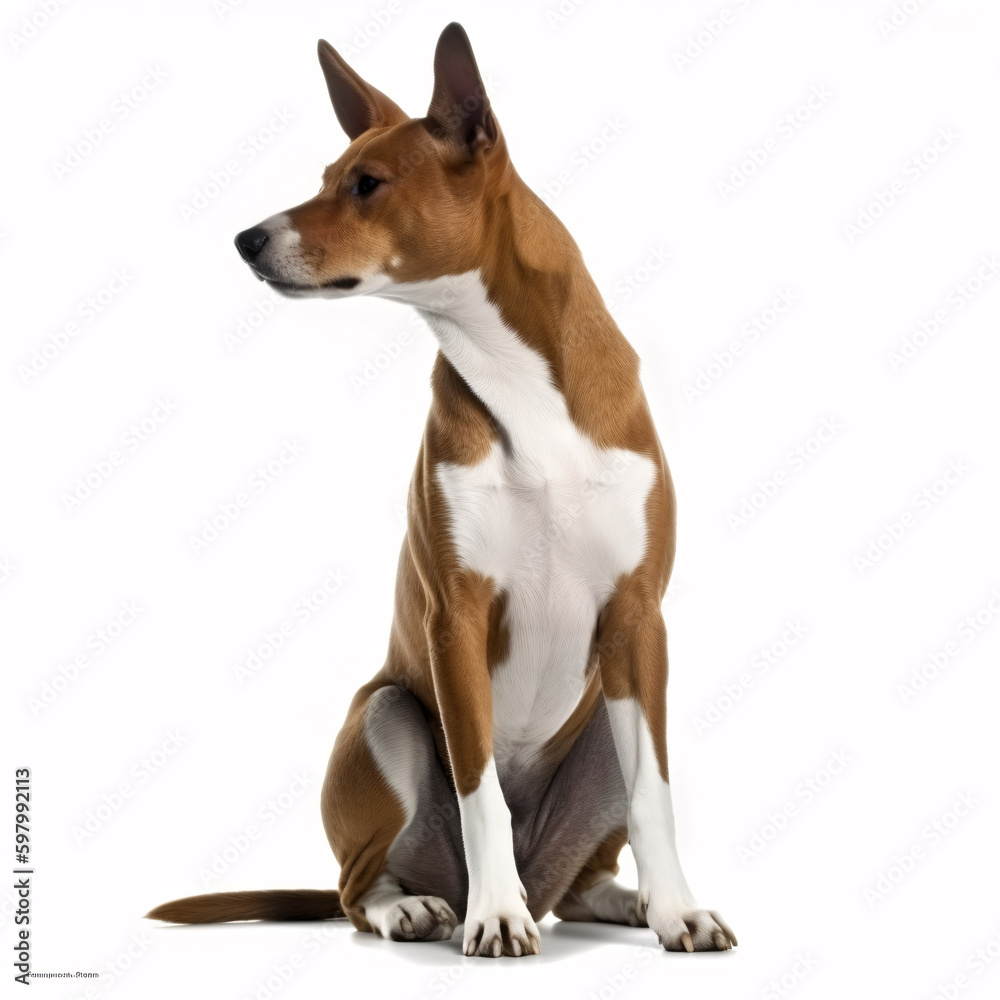 Basenji breed dog isolated on white background