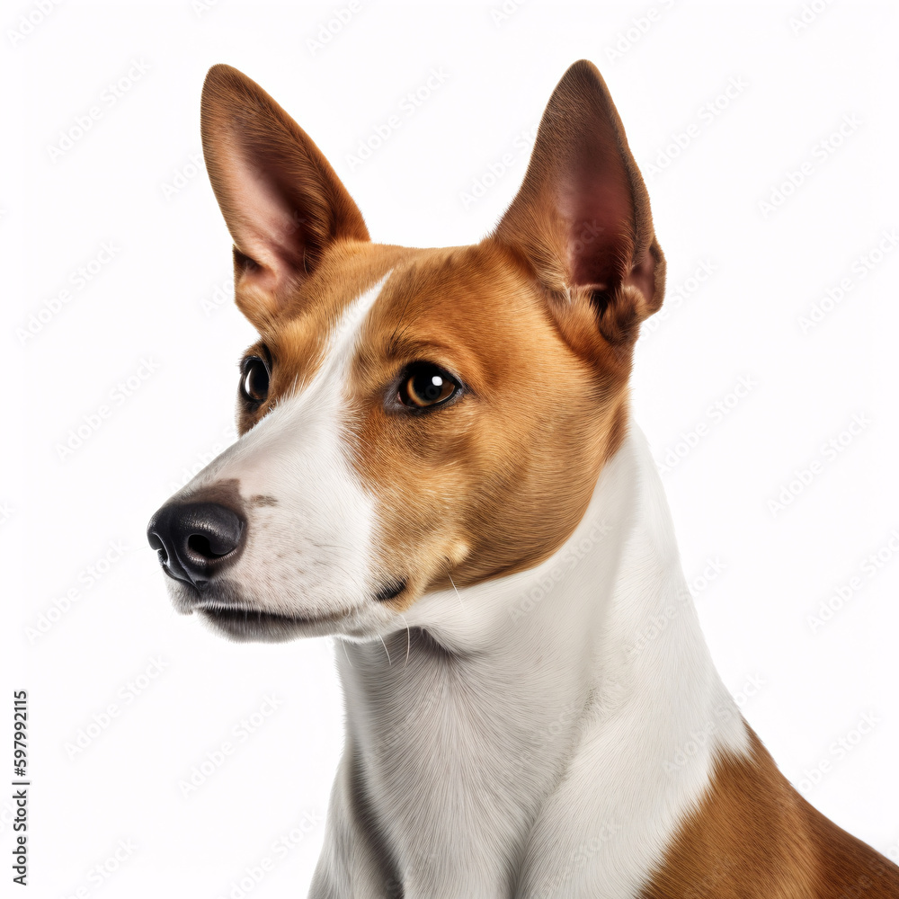 Basenji breed dog isolated on white background Basenji breed dog isolated on white background