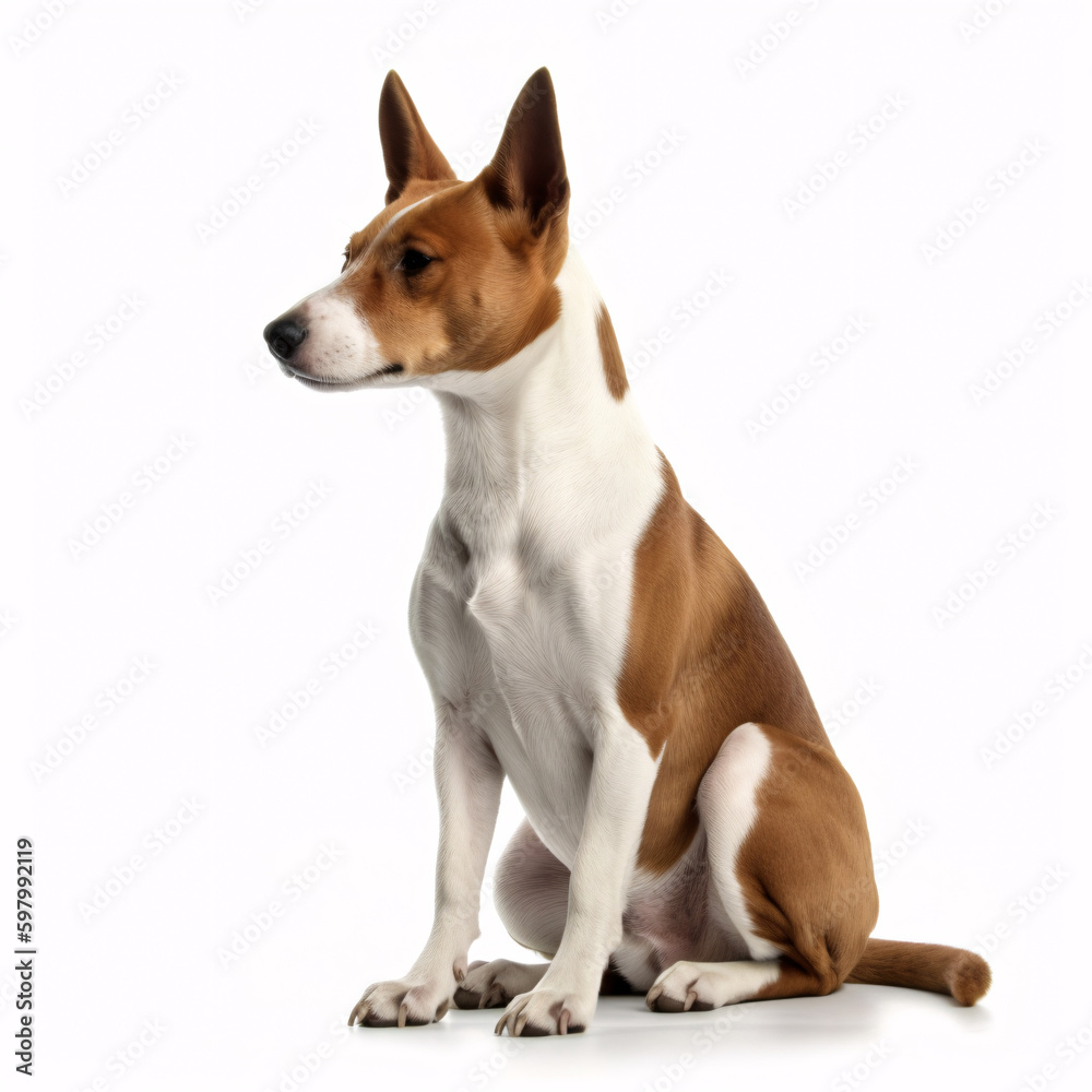 Basenji breed dog isolated on white background Basenji breed dog isolated on white background