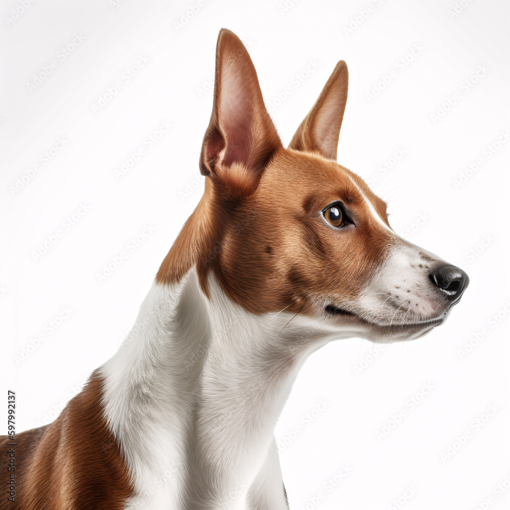 Basenji breed dog isolated on white background Basenji breed dog isolated on white background