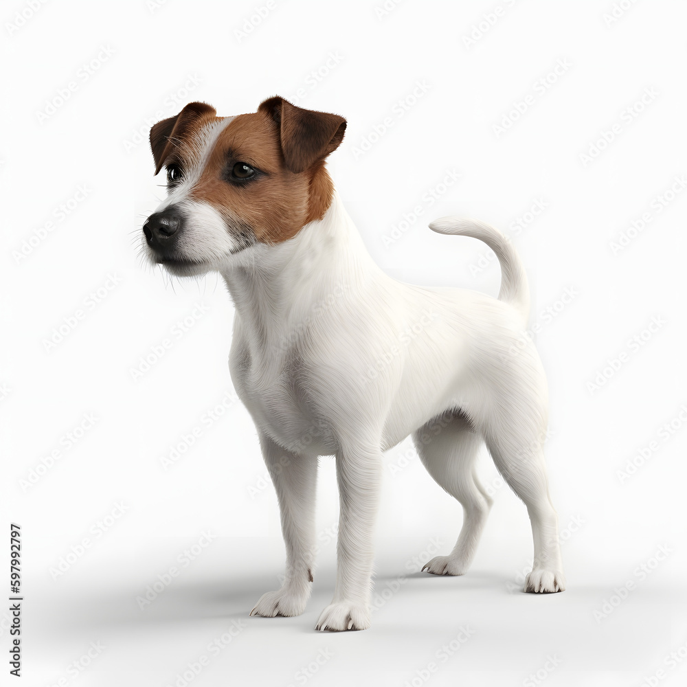 Jack Russell Terrier breed dog isolated on white background