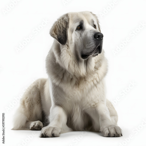 Pyrenean Mastiff breed dog isolated on white background © TimeaPeter