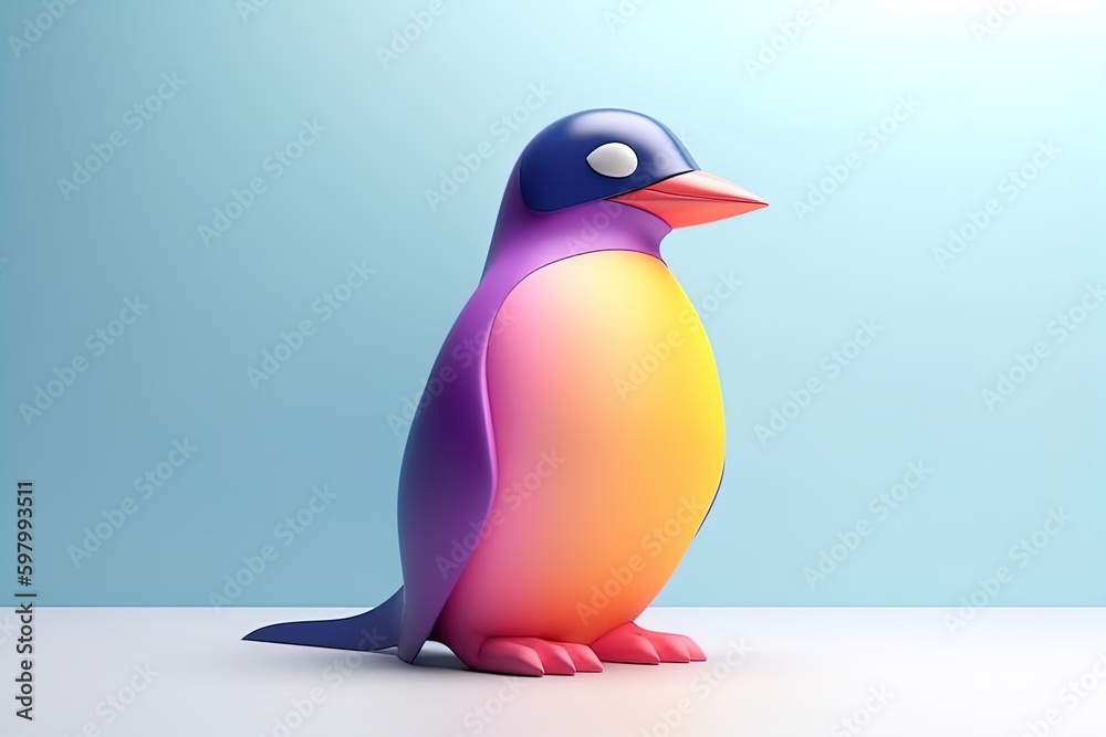 Fototapeta premium Cute minimalistic penguin 3d icon 3d render on isolated background