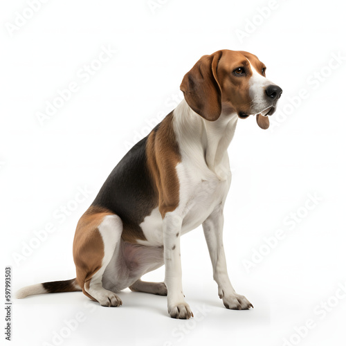  American Foxhound breed dog isolated on white background