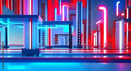 Impressive 3D Neon Urban City Building