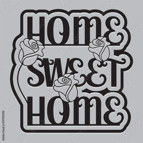 Home sweet home lettering Calligraphy sticker design