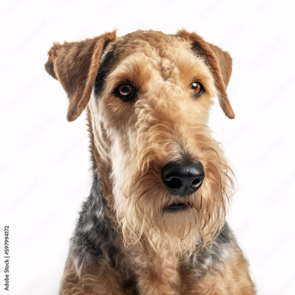 Airedale Terrier breed dog isolated on white background Airedale Terrier breed dog isolated on white background