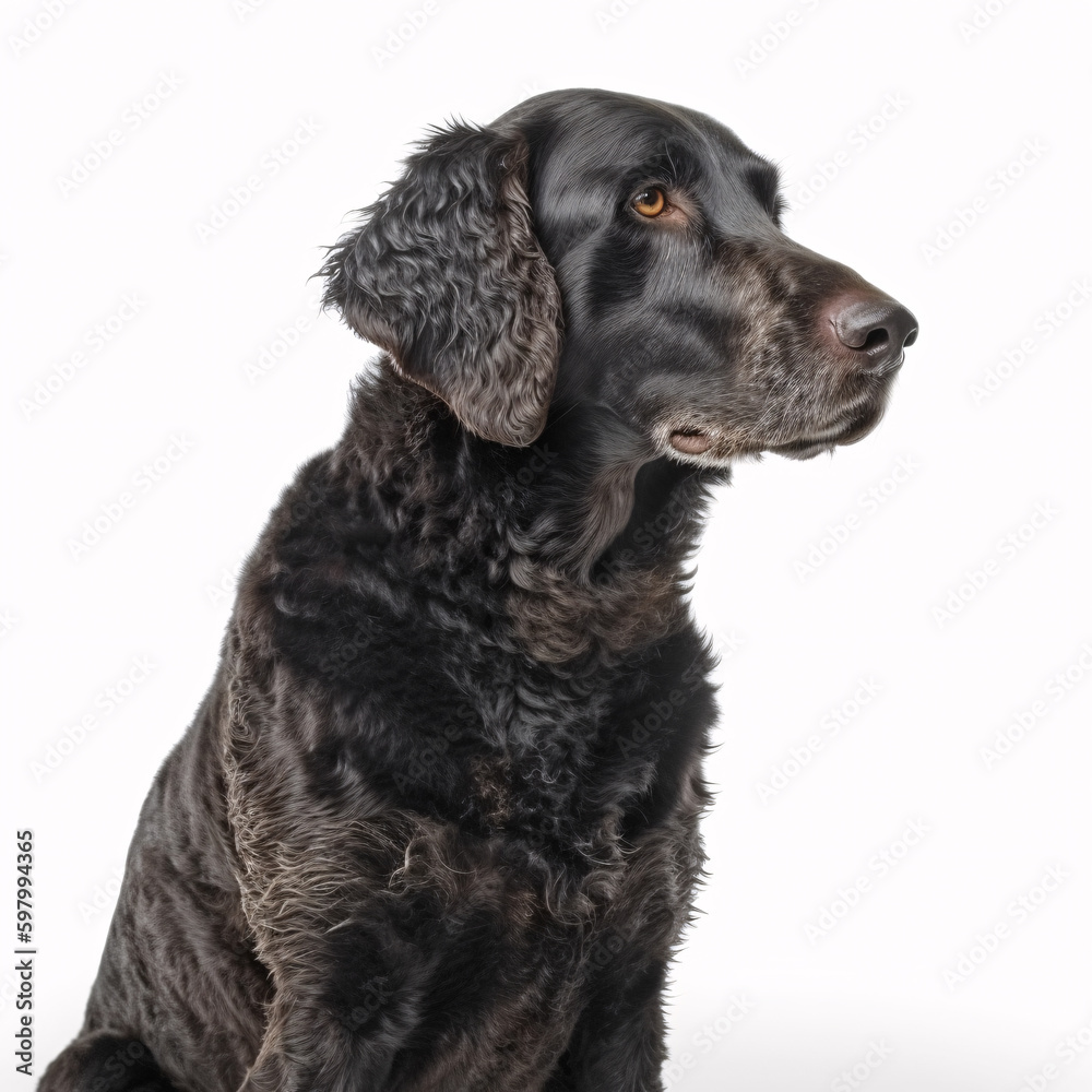 Curly-Coated Retriever breed dog isolated on white background Curly-Coated Retriever breed dog isolated on white background