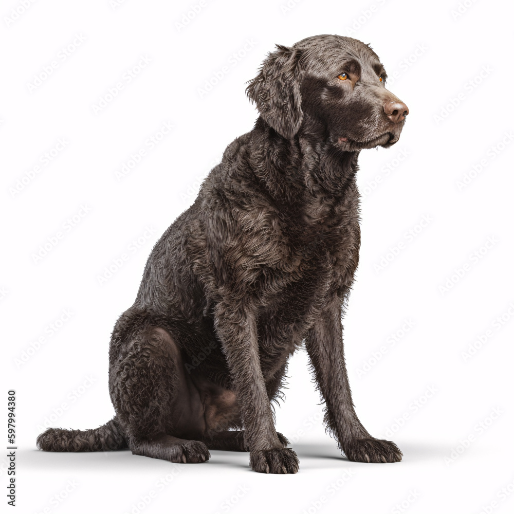 Curly-Coated Retriever breed dog isolated on white background Curly-Coated Retriever breed dog isolated on white background