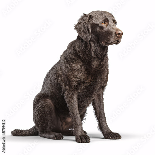 Curly-Coated Retriever breed dog isolated on white background