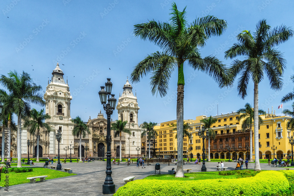 Catedral de Lima and Plaza de Armas, the landmark of Peru.