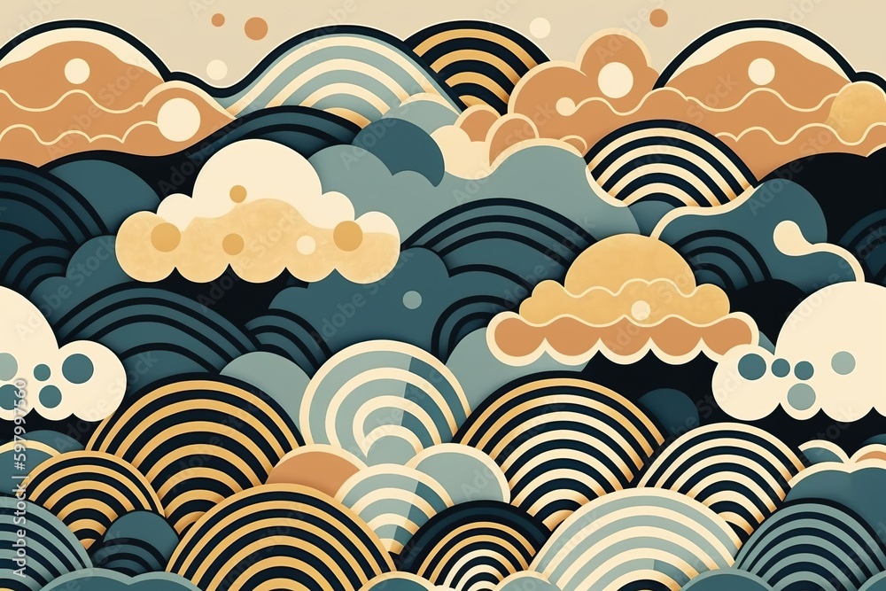 Create design that features a minimalist rendition of a traditional Japanese pattern, such as waves or Mount Create design that features a minimalist rendition of a traditional Japanese pattern, such as waves or Mount