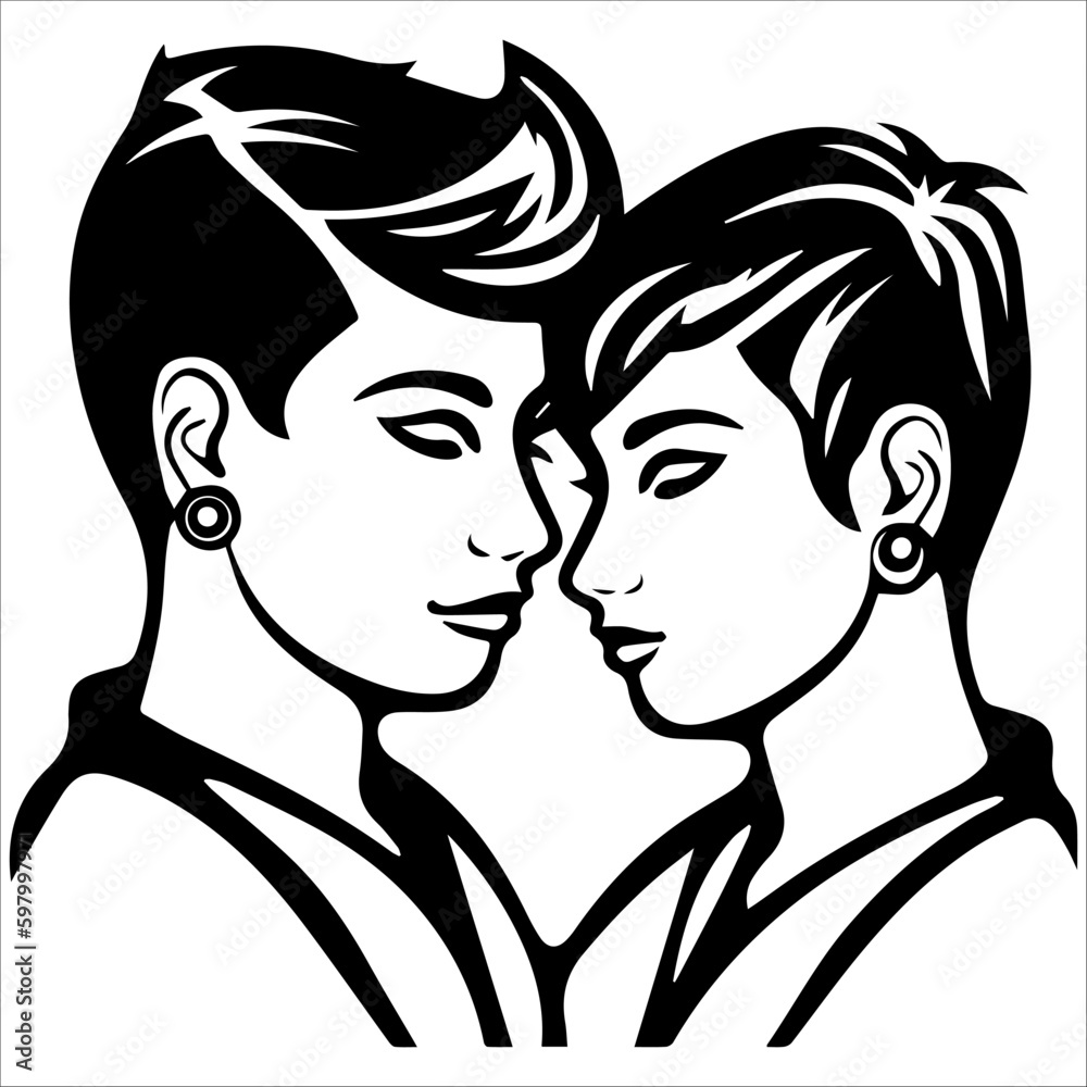 LGBTQ couple in vector design. LGBTQ couple in vector design.