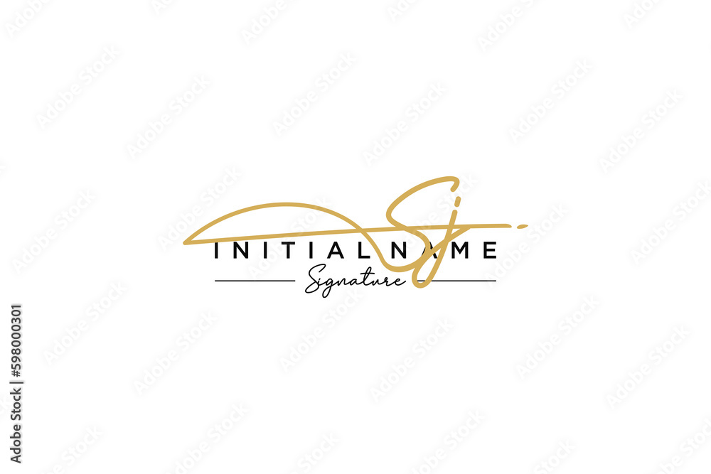 Initial SJ signature logo template vector. Hand drawn Calligraphy lettering Vector illustration.