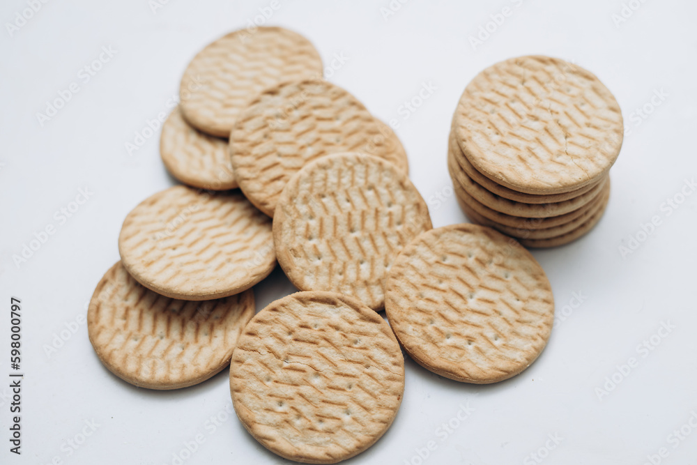 Cracker cookies lie on the table in a stack Cracker cookies lie on the table in a stack