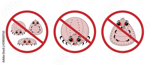 Tick warning sign. Pest control. Ixodid ticks. CHARACTERS OF INSECT PESTS