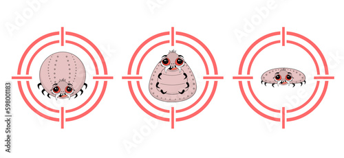 Tick warning sign. Pest control. Ixodid ticks. CHARACTERS OF INSECT PESTS