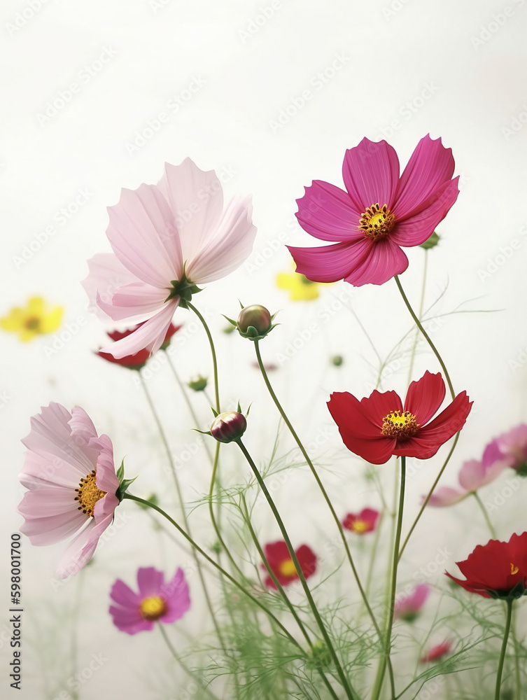 Fototapeta premium Cheerful Cosmos: A Burst of Color in Your Garden. Generative AI