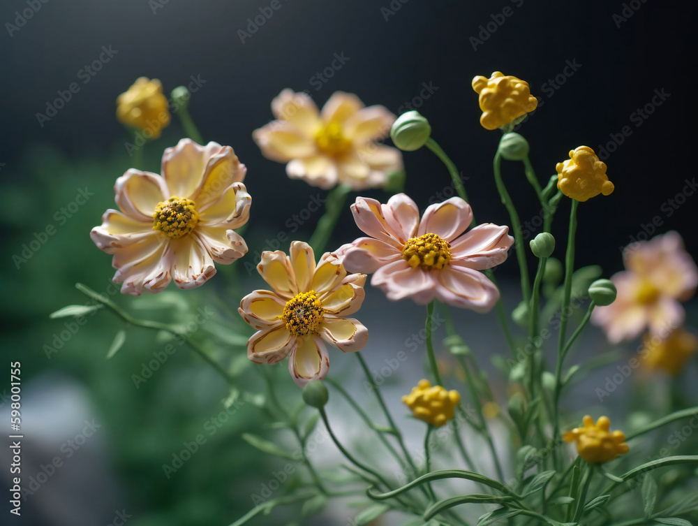 Obraz premium Cheerful Cosmos: A Burst of Color in Your Garden. Generative AI