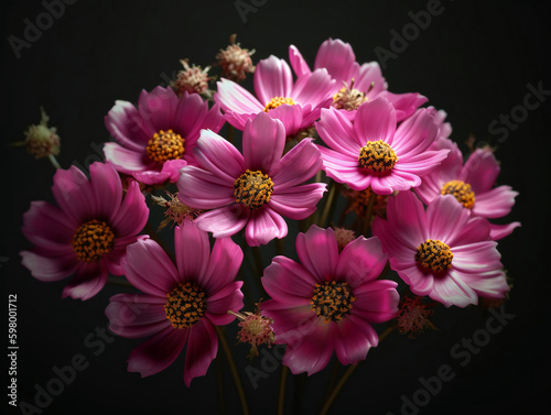 Cheerful Cosmos  A Burst of Color in Your Garden. Generative AI