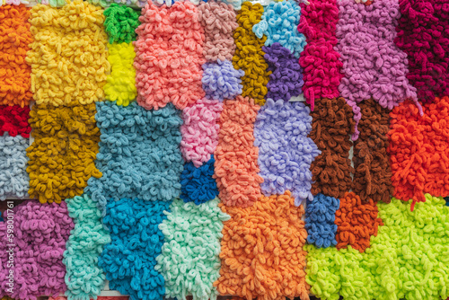 Colorful yarn background texture.