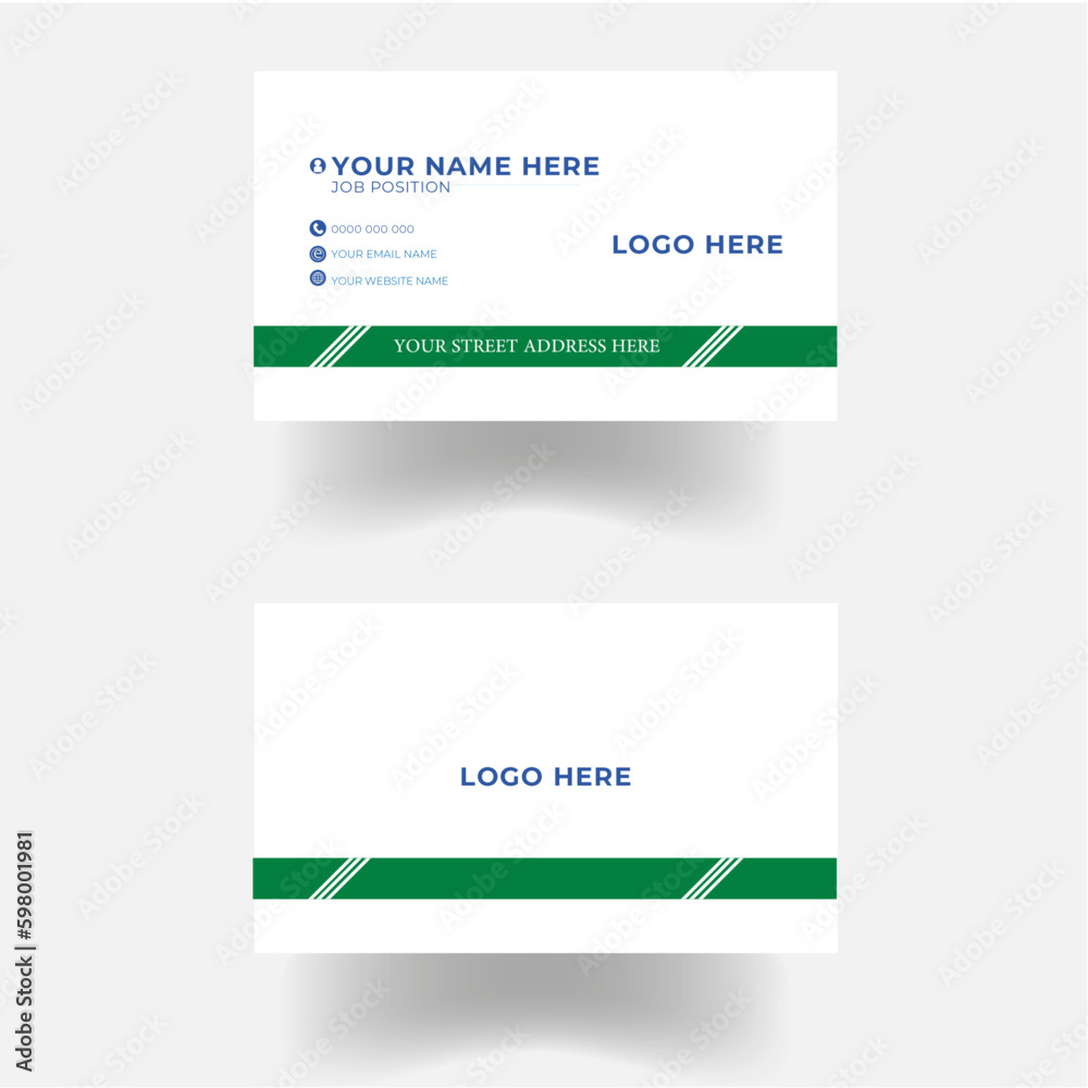 Fototapeta premium Business card print template with company logo. Vector illustration. Creative Business Card Template green.