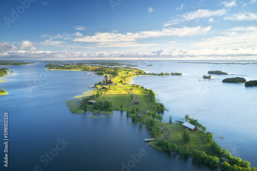 Aerial view of the famous Kizhi Pogost. photo