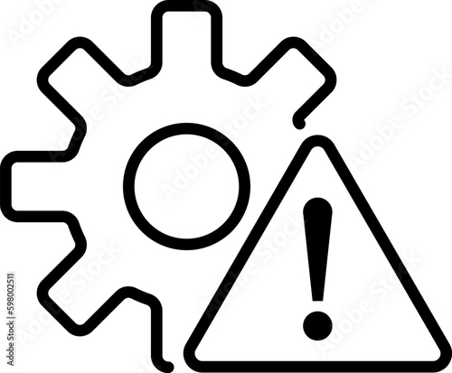 Process disruption icon in flat style. Cogwheel with warning sign symbol for your web site design, logo, app, icon Vector.
