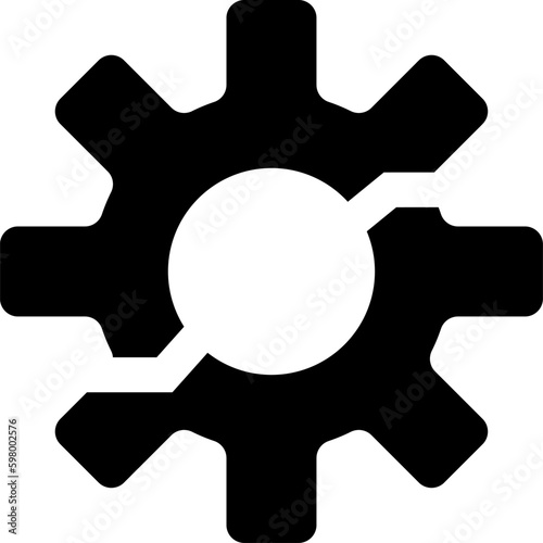Process disruption icon in flat style. Cogwheel with warning sign symbol for your web site design, logo, app, icon Vector.